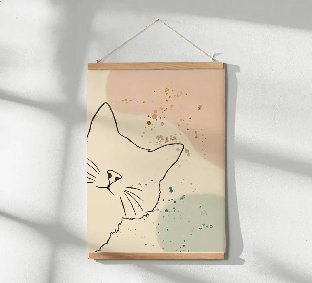 cat line and shape poster con telaio in legno da sunity