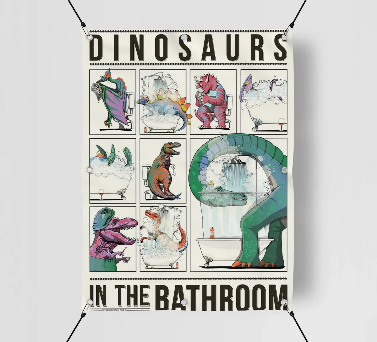 Dinosauri in bagno telo in pvc da David Jackson