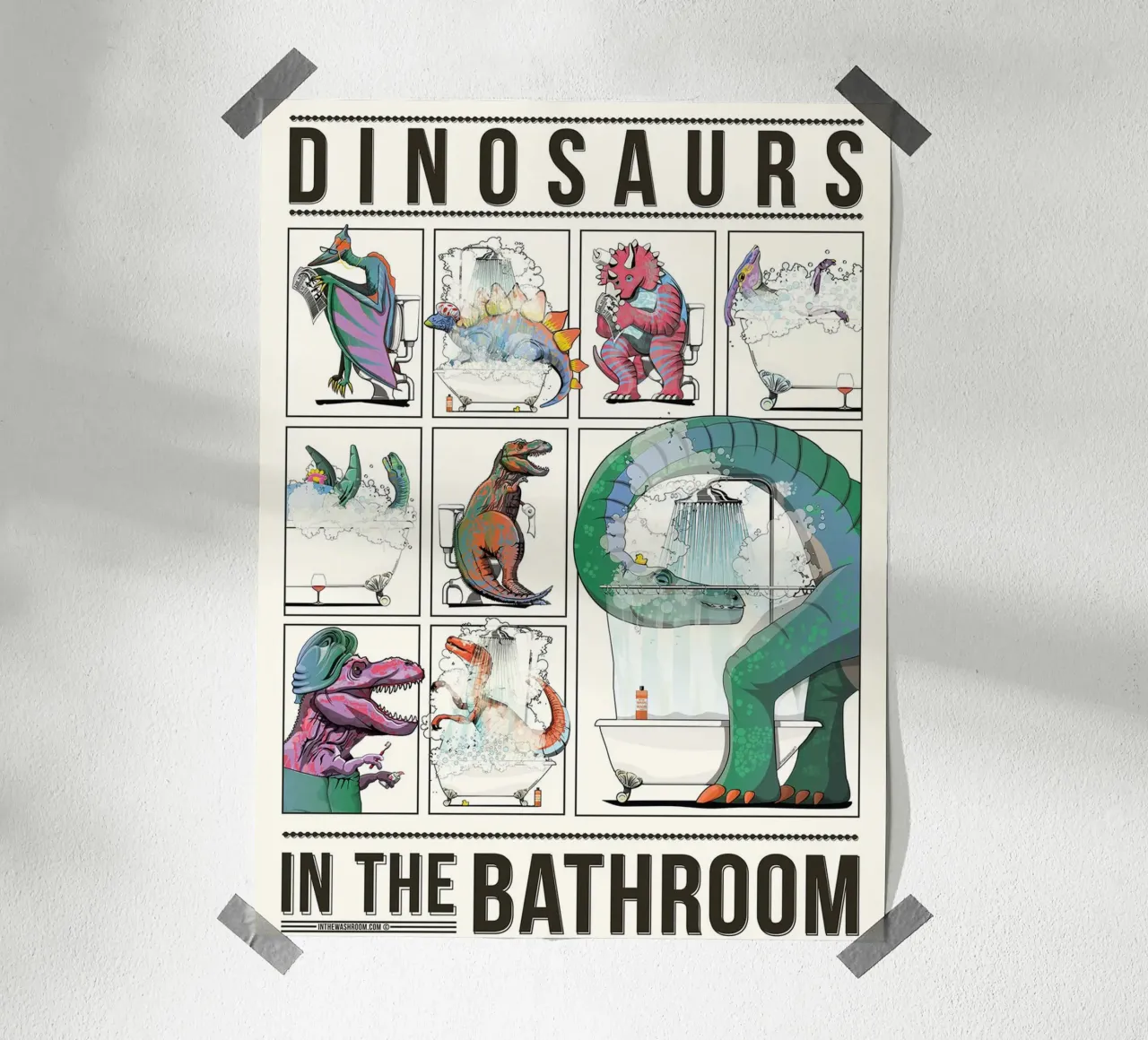 Dinosauri in bagno poster da David Jackson