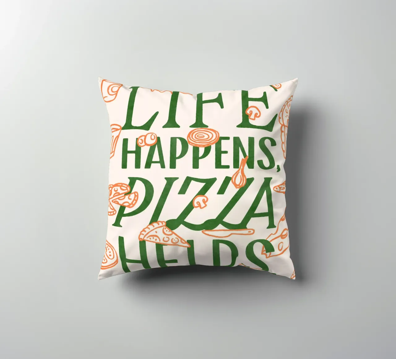 Lihe Happens, Pizza Helps cuscino da illusthera