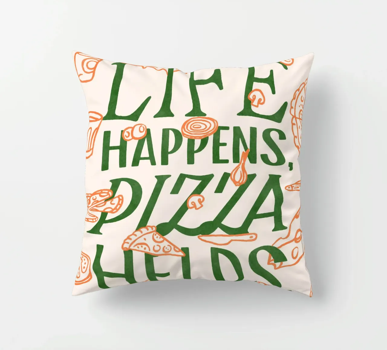 Lihe Happens, Pizza Helps cuscino da illusthera