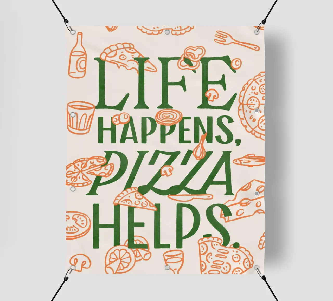 Lihe Happens, Pizza Helps telo in pvc da illusthera
