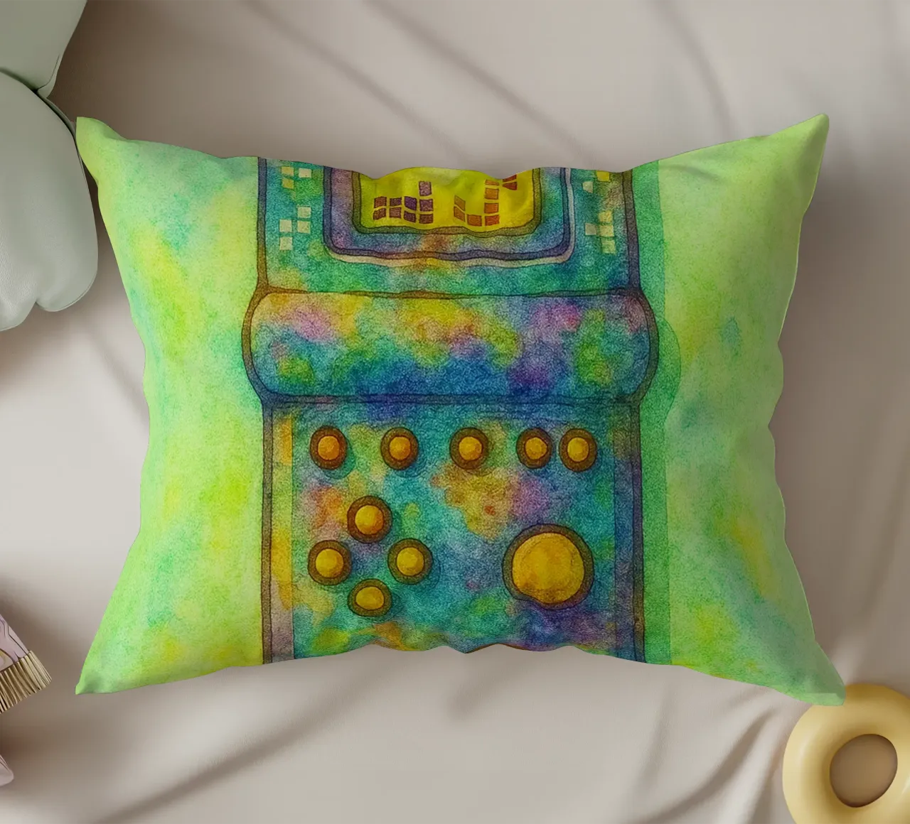 gioco del tetris vecchio dipinto d'epoca cuscino da kroocoot