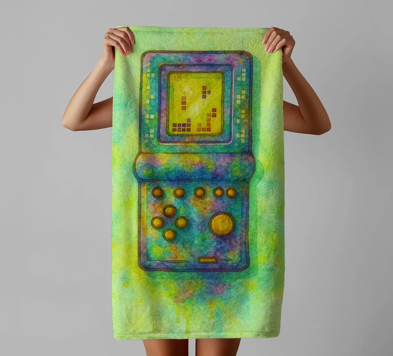gioco del tetris vecchio dipinto d'epoca asciugamano da bagno da kroocoot