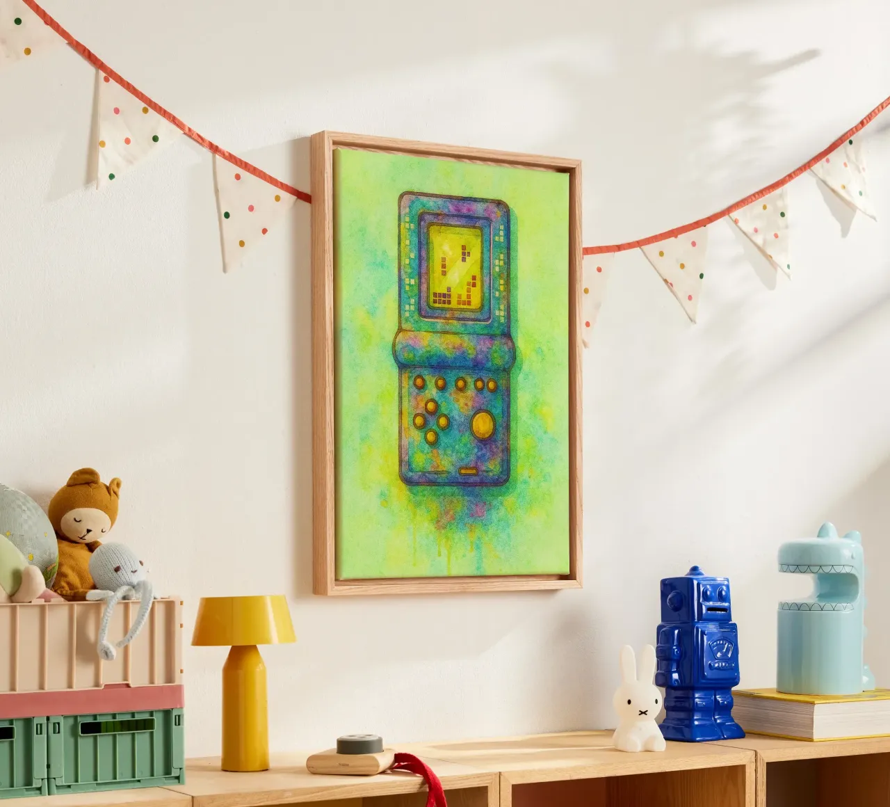 gioco del tetris vecchio dipinto d'epoca tela con Cornice a cassetta da kroocoot