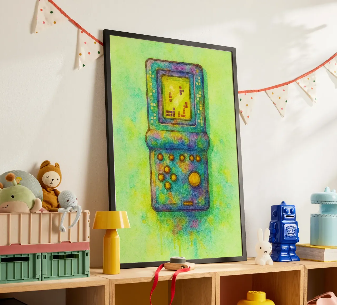 gioco del tetris vecchio dipinto d'epoca poster da kroocoot