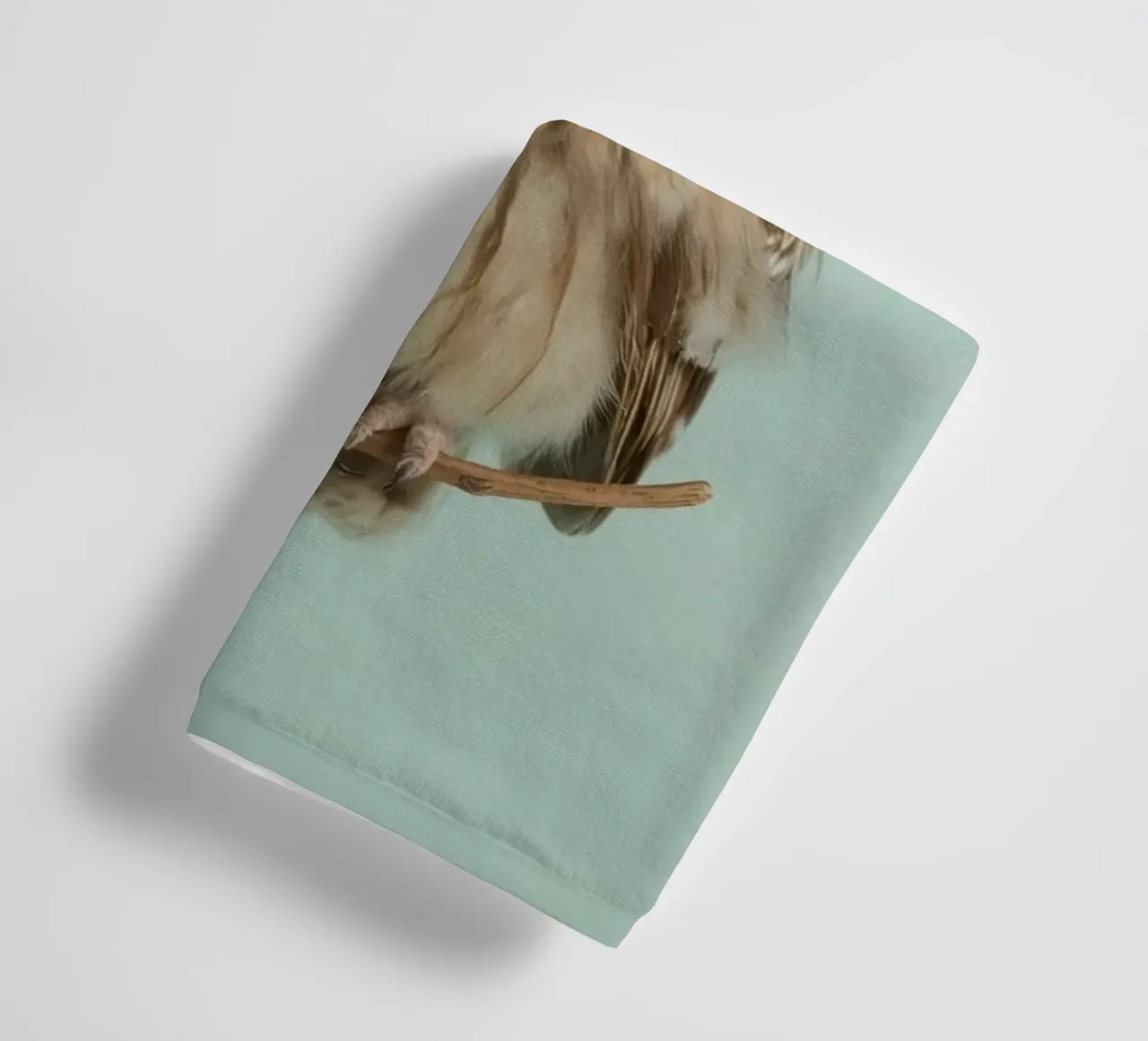 Owl Perched on Branch with Star Background towel by DesignDoodle