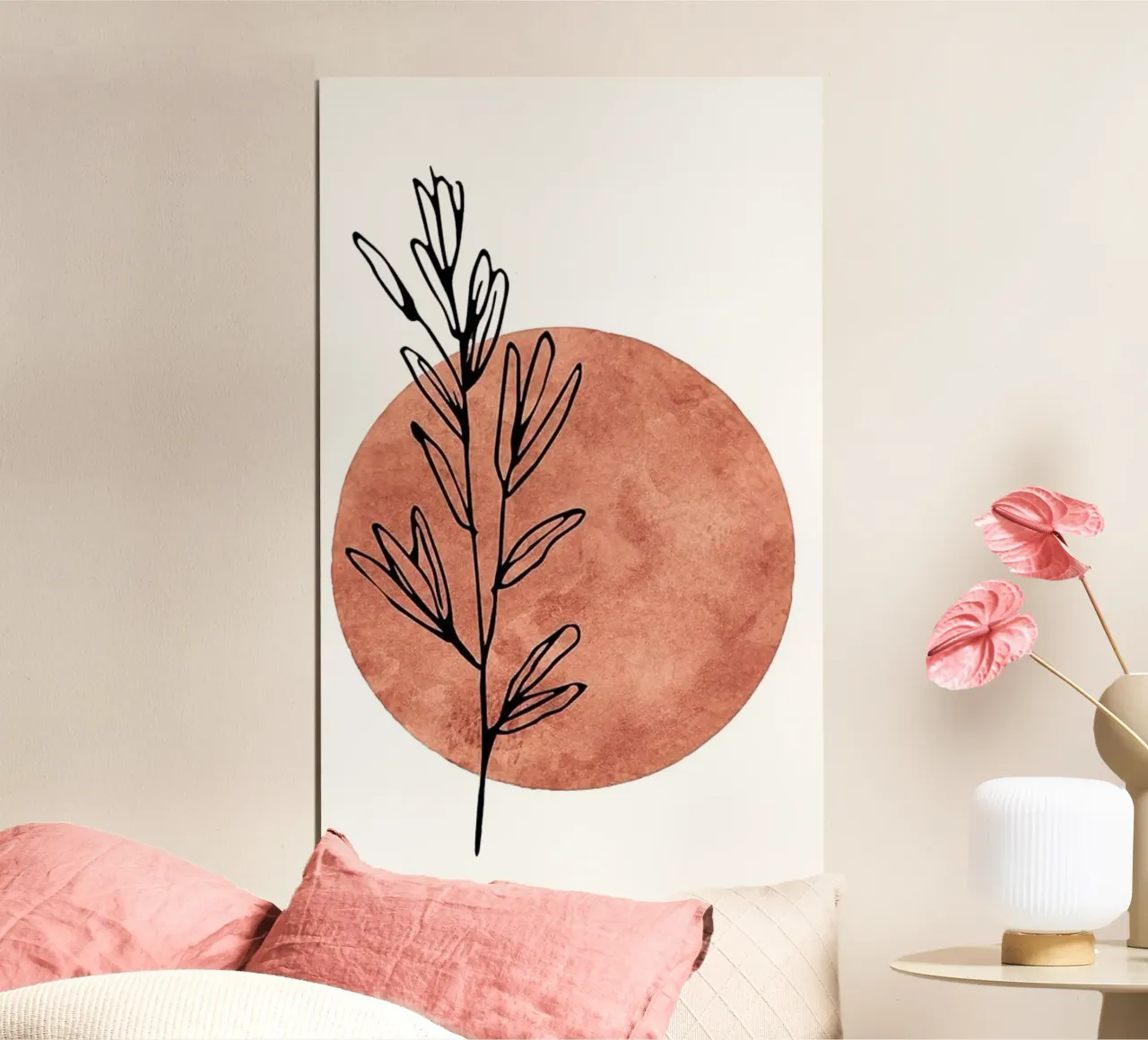 circle and line of branch poster con telaio in alluminio da firmana