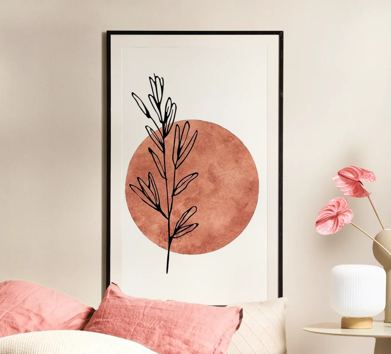 circle and line of branch poster con telaio in alluminio da firmana