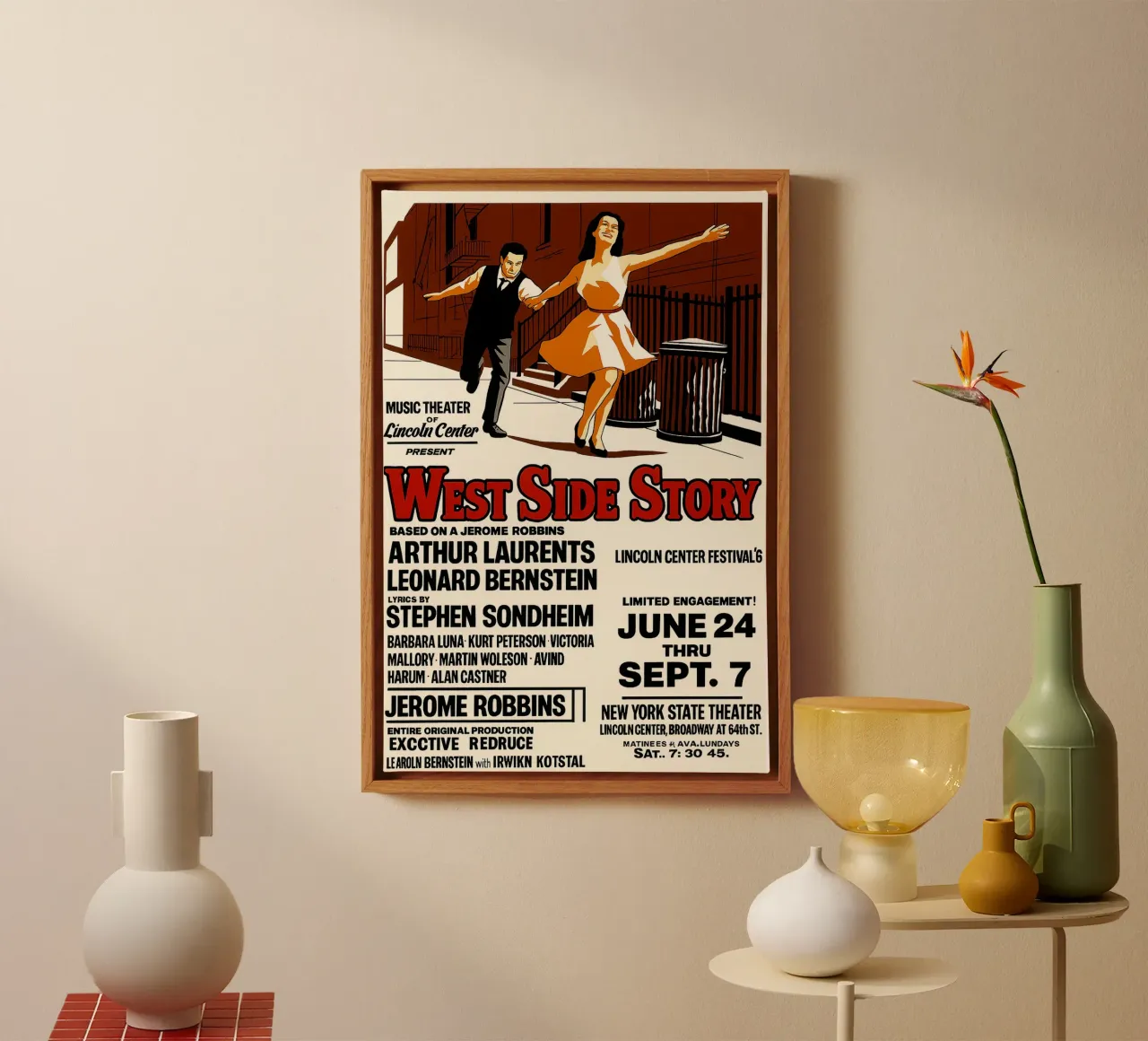 West Side Story - Teatro Vintage Lincoln Center tela con Cornice a cassetta da Cobron Studio