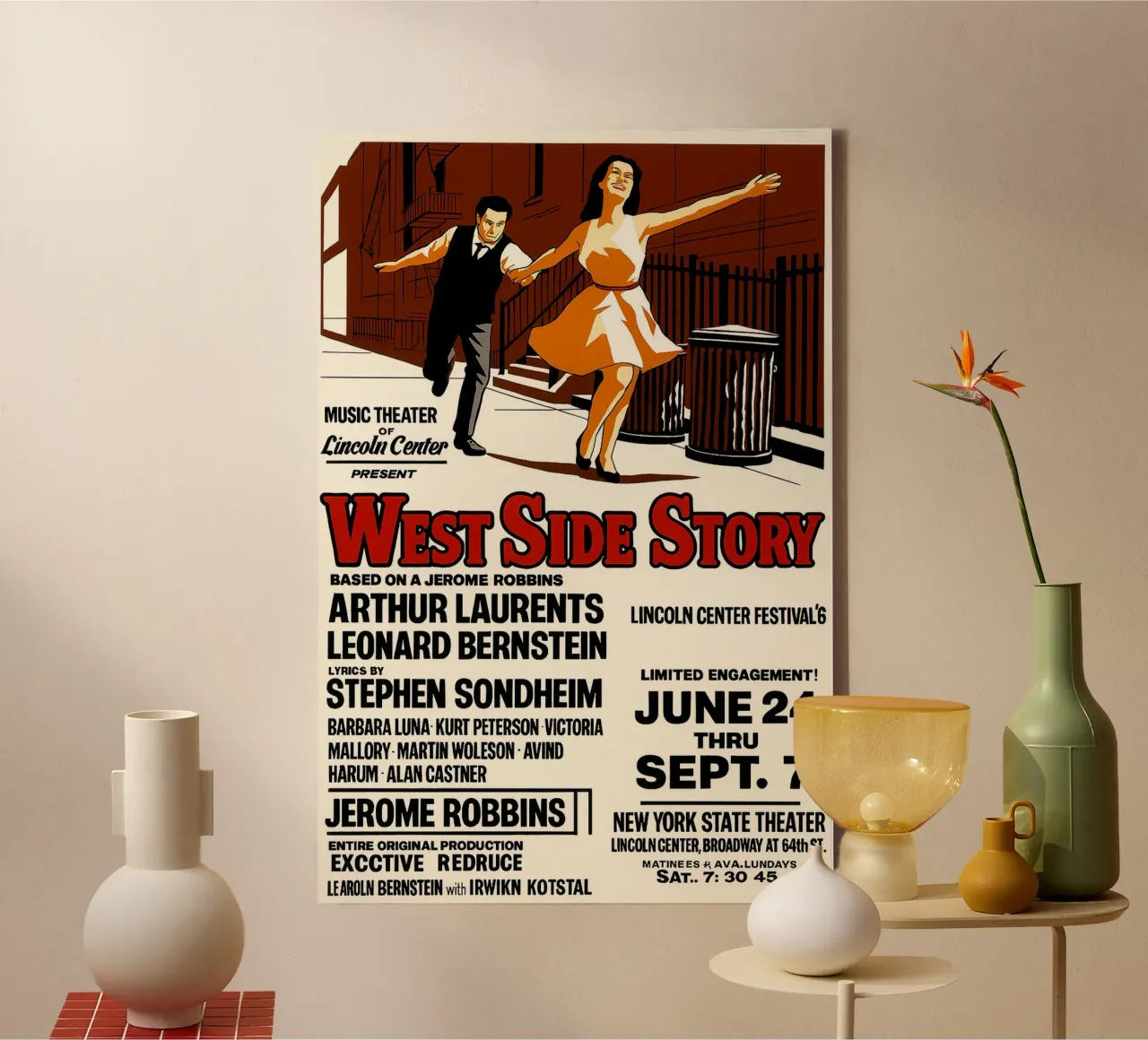 West Side Story - Teatro Vintage Lincoln Center tela con Cornice a cassetta da Cobron Studio