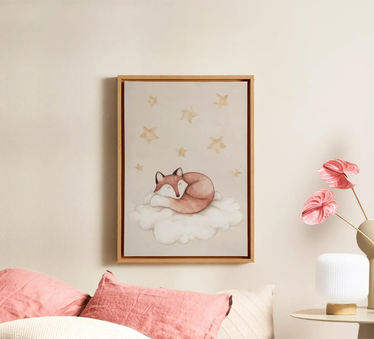 Dreaming Fox canvas with Floater frame by Panait Ivascu