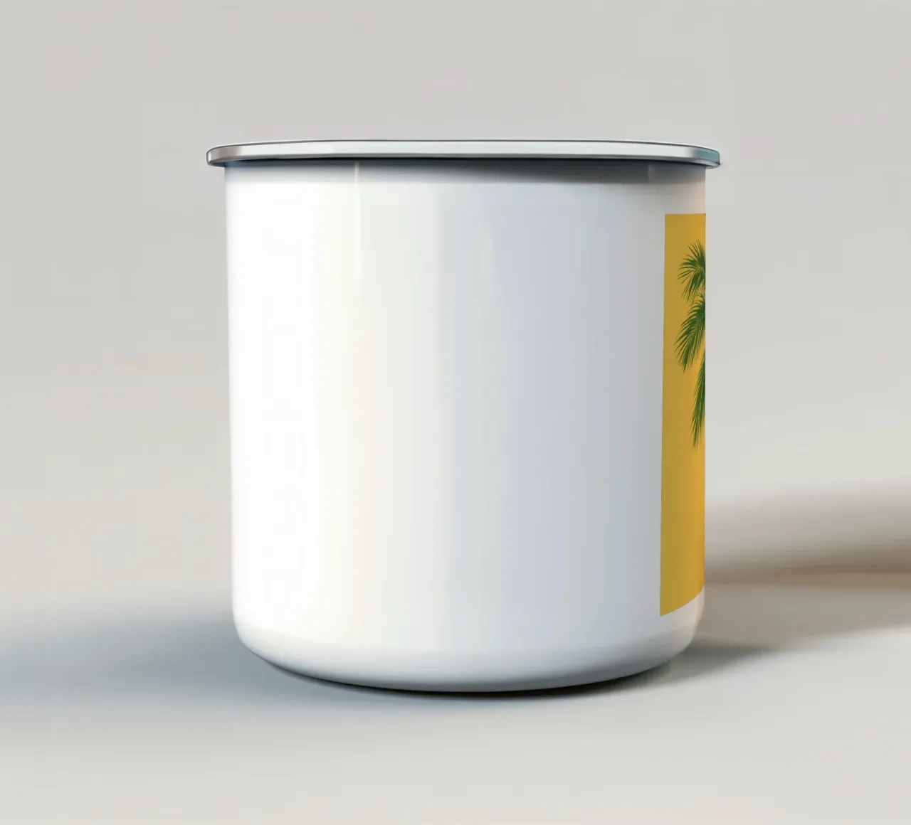 Palmier dans un vase rouge sur fond jaune mug en émail de DesignDoodle