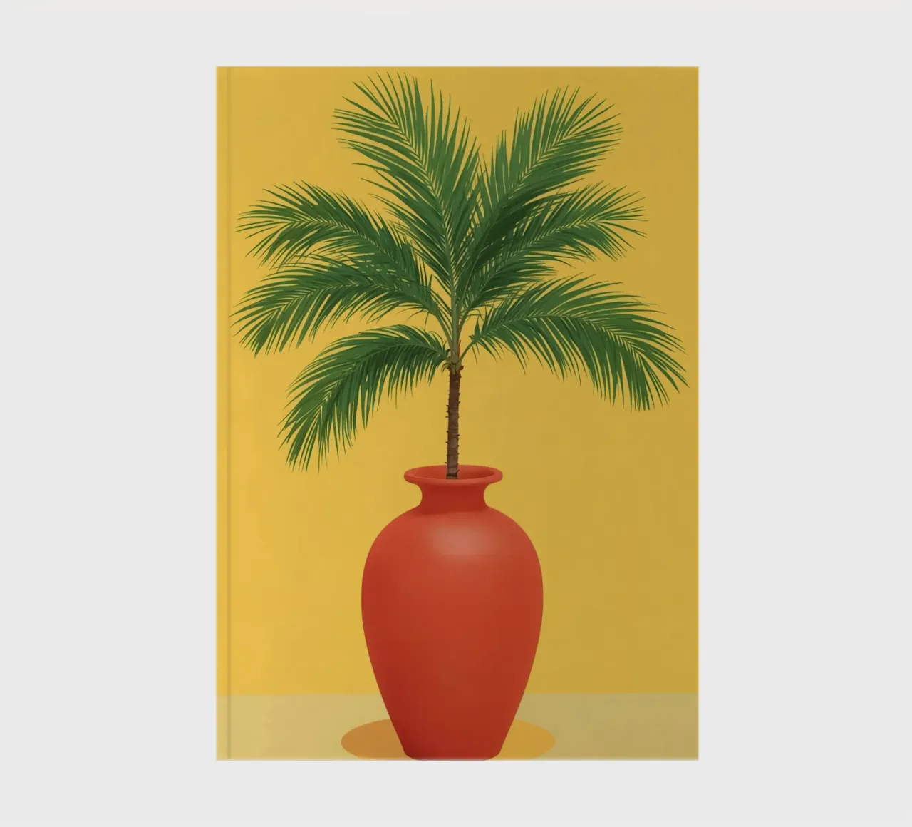 Palm Tree in Red Vase on Yellow Background notebook by DesignDoodle
