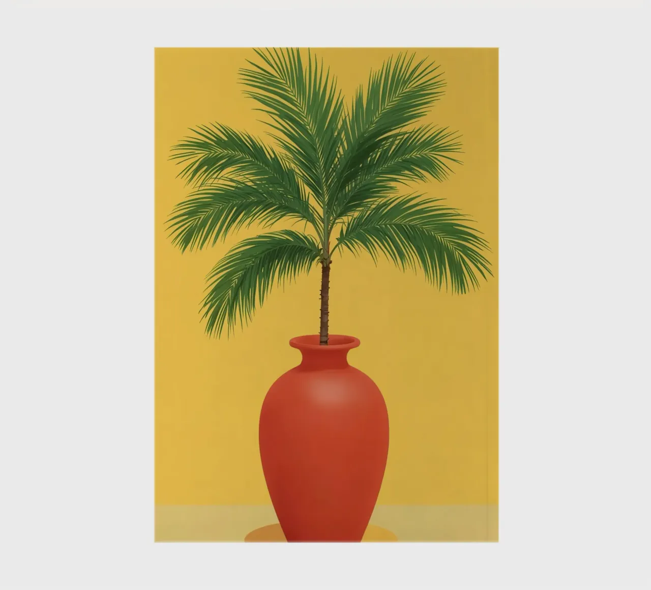 Palm Tree in Red Vase on Yellow Background notebook by DesignDoodle