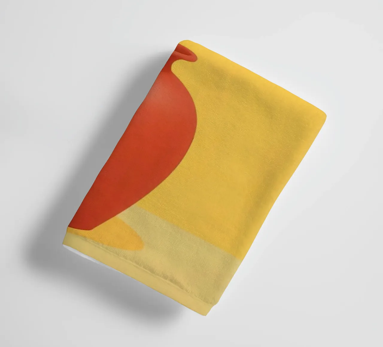 Palm Tree in Red Vase on Yellow Background towel by DesignDoodle