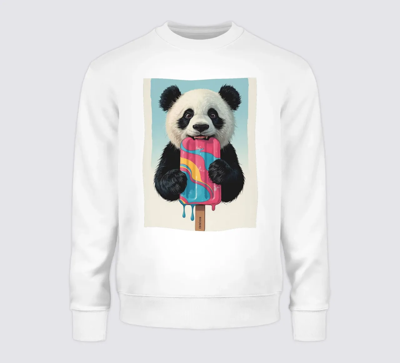 Panda Bear Biting Multi-Colored Popsicle sudadera de DesignDoodle