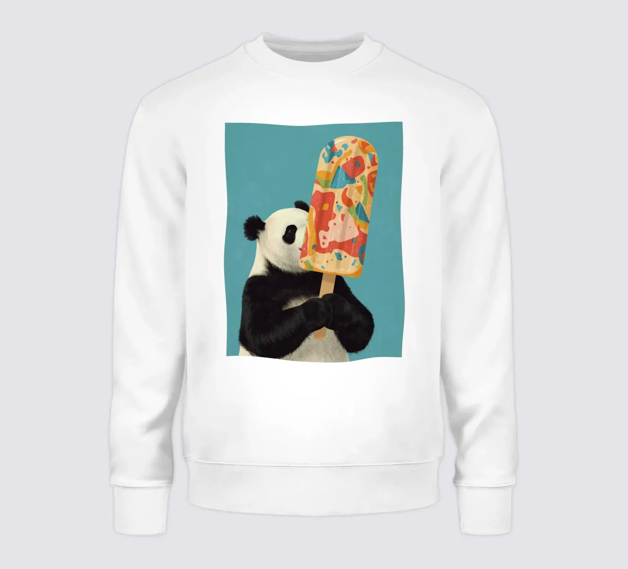 Panda che tiene in mano un grande ghiacciolo colorato felpa da DesignDoodle