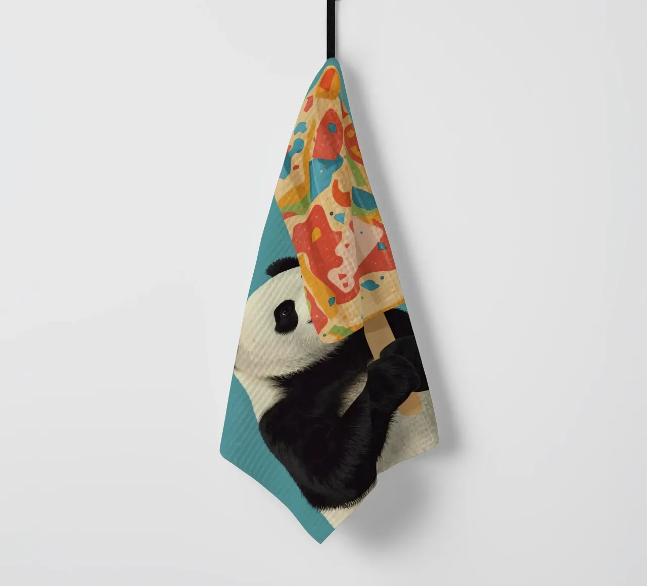 Panda tenant une grande glace colorée torchon de DesignDoodle