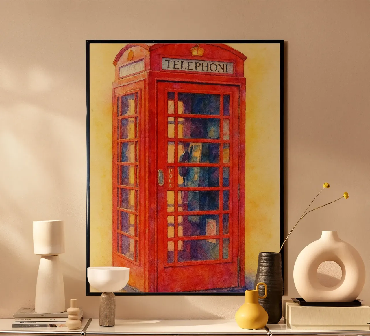 telefono sia vecchio dipinto d'epoca poster con telaio in legno da kroocoot