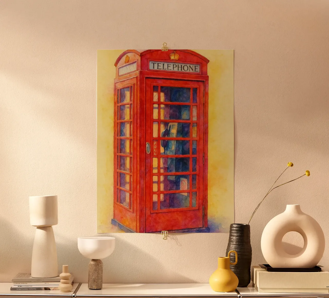 telefono sia vecchio dipinto d'epoca poster con telaio in legno da kroocoot