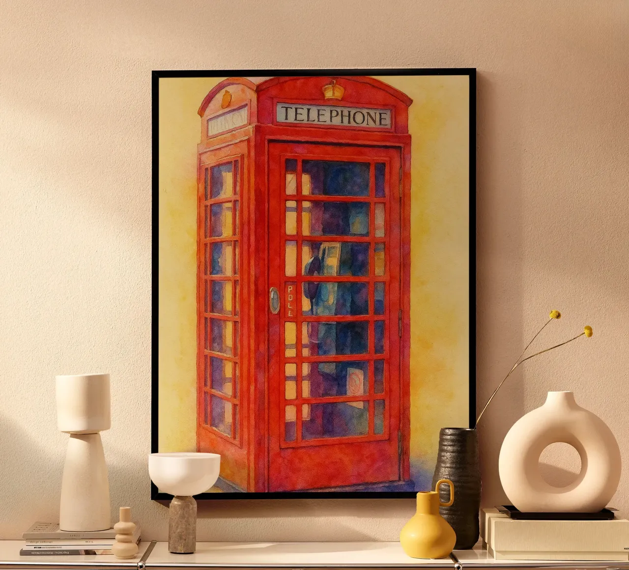 telefono sia vecchio dipinto d'epoca poster con telaio in legno da kroocoot