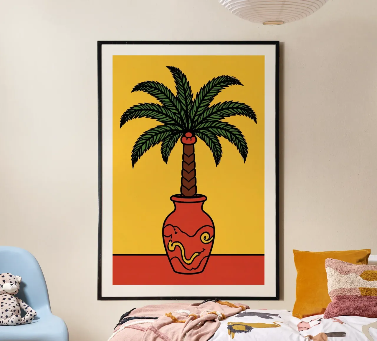 Palma in vaso poster con telaio in alluminio da DesignDoodle