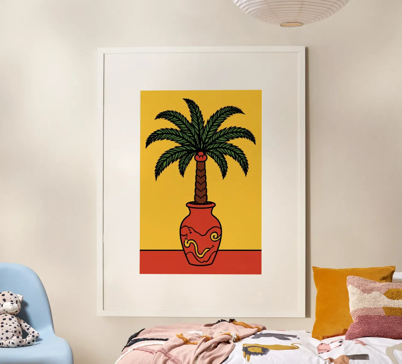 Palma in vaso poster con telaio in alluminio da DesignDoodle