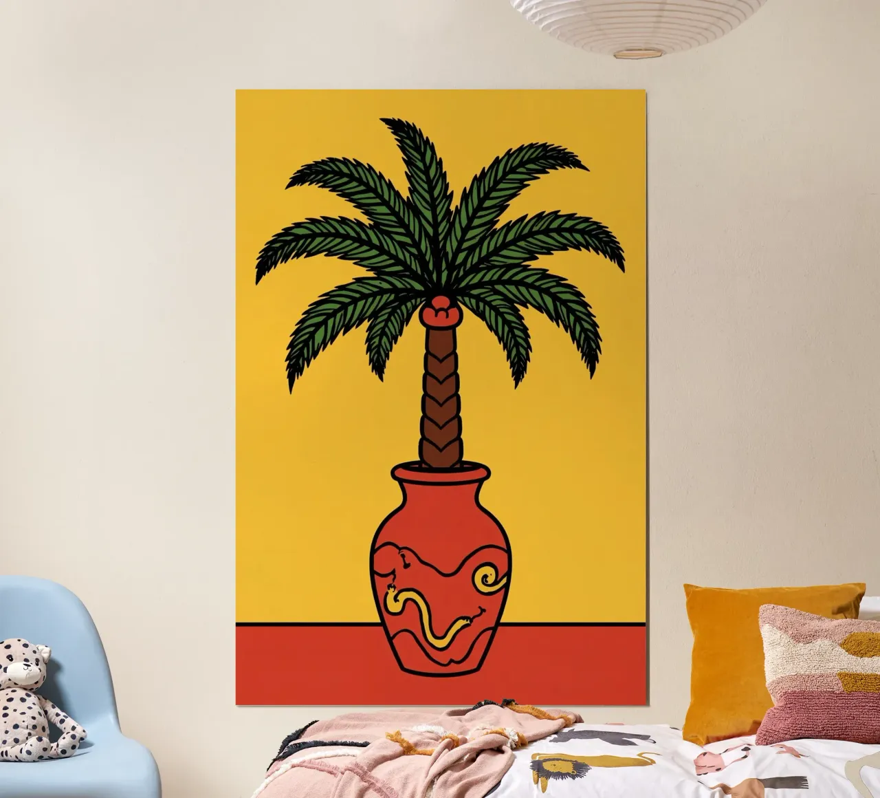 Palma in vaso poster con telaio in alluminio da DesignDoodle