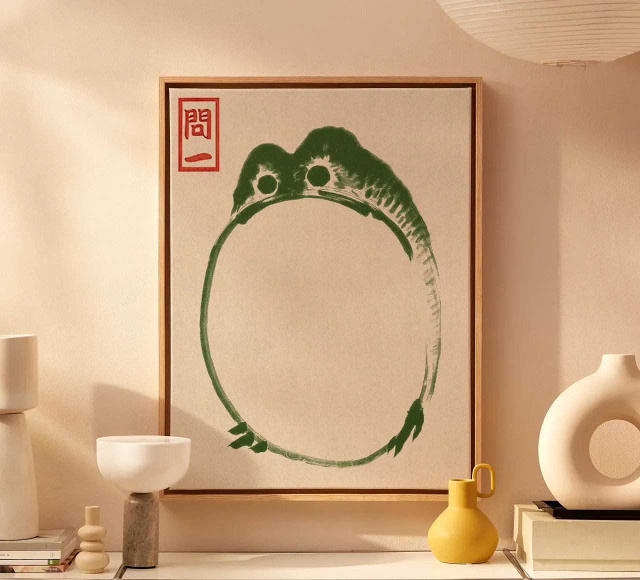Grumpy Toad II by Matsumoto Hoji canvas with Floater frame by David Jackson