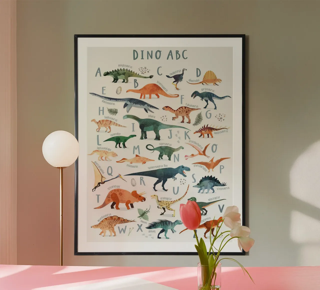 L'ABC del dinosauro felice poster da David Jackson