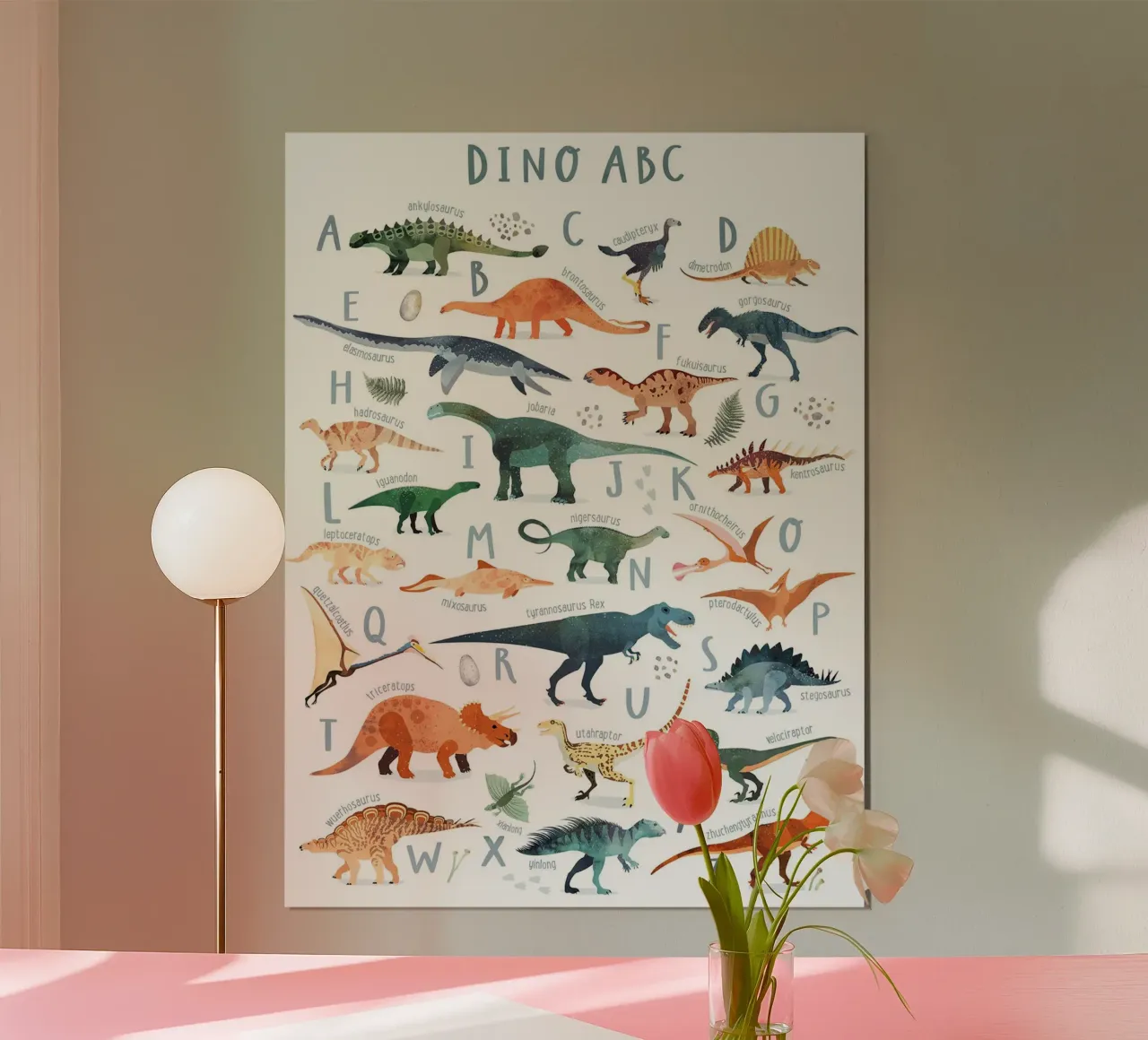 L'ABC del dinosauro felice poster da David Jackson