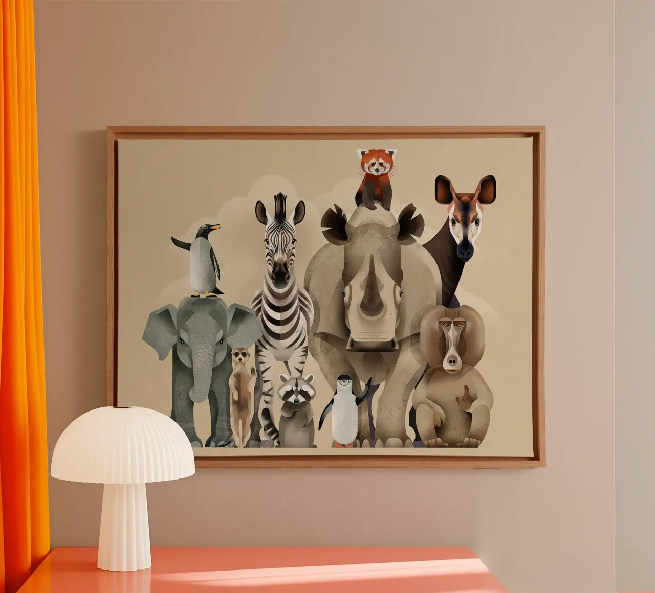 Hello Animals tela con Cornice a cassetta da David Jackson