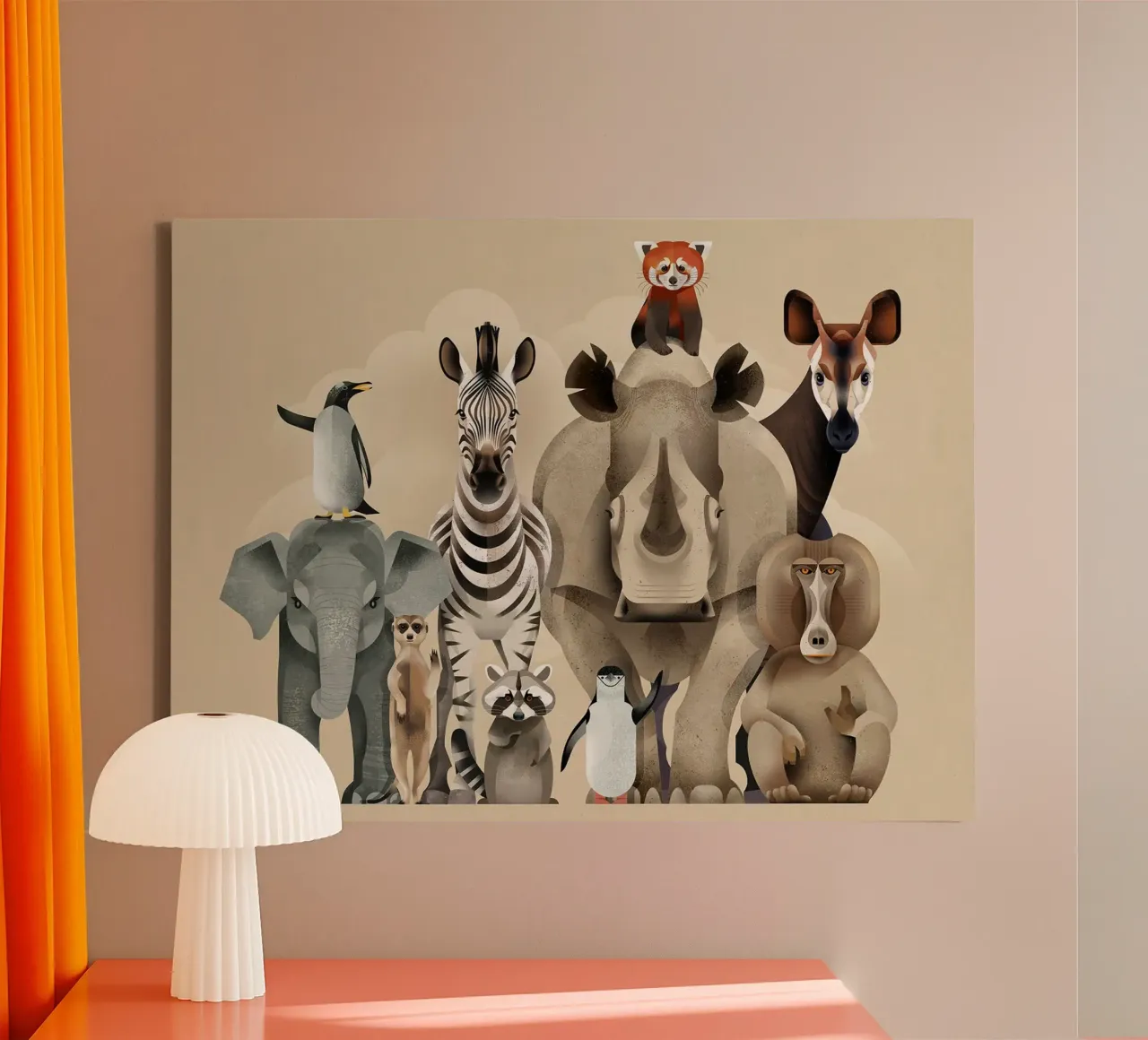 Hello Animals tela con Cornice a cassetta da David Jackson
