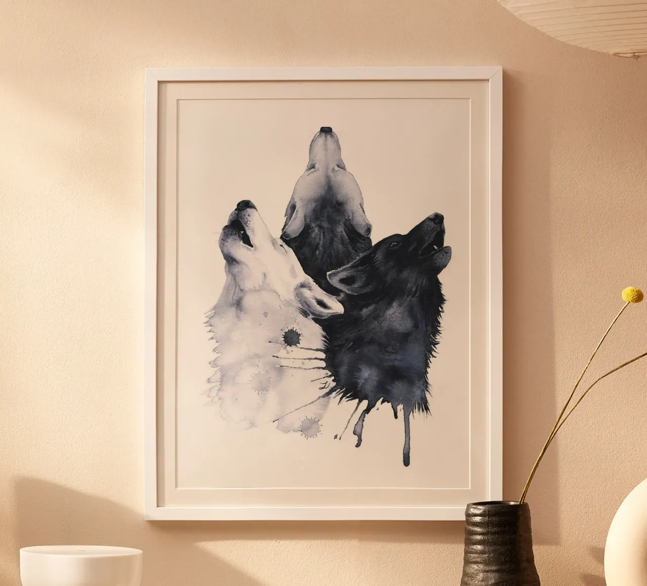 Lupi urlanti poster con telaio in plastica da David Jackson