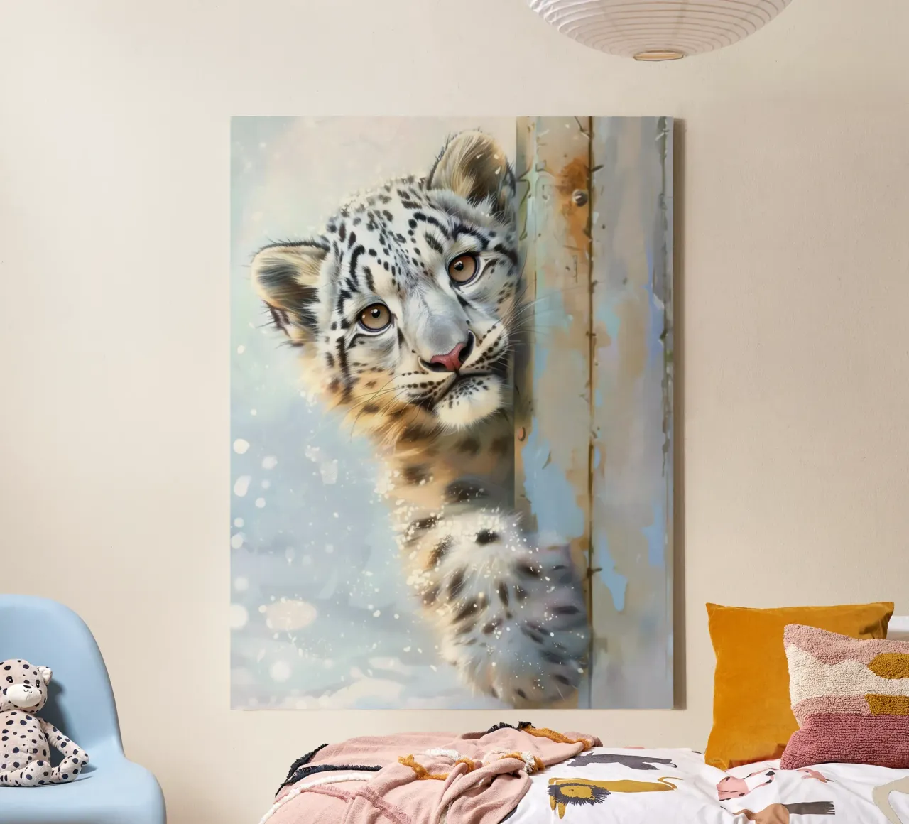Sono io, Leo il Leopardo delle Nevi! tela con Cornice a cassetta da David Jackson