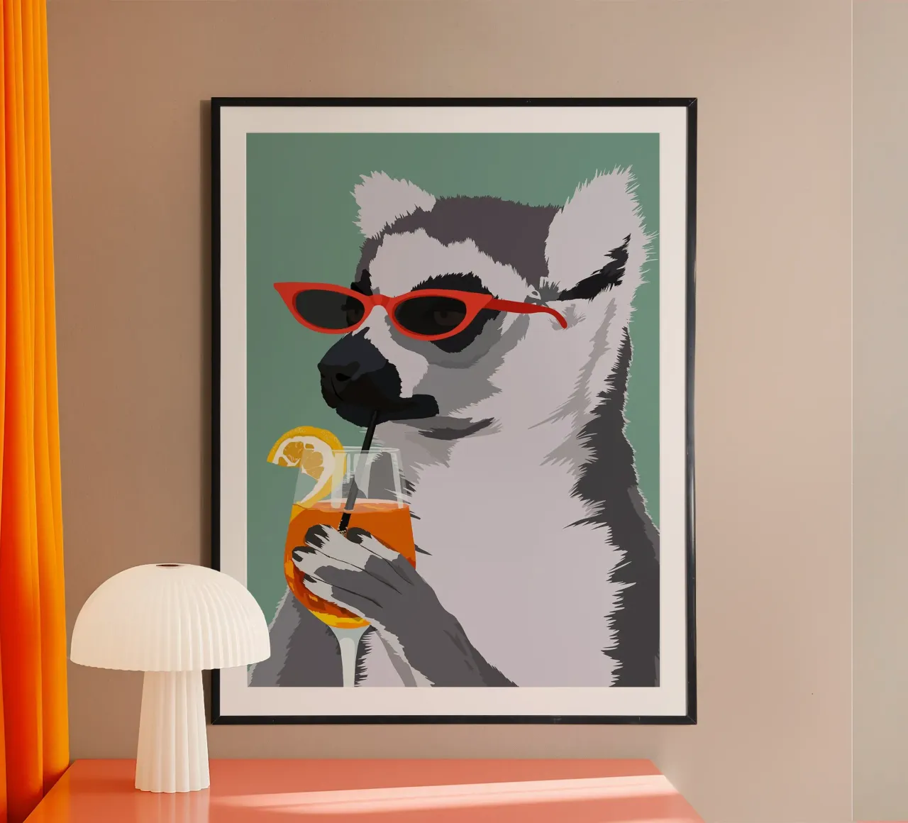 Lemure giudaico con Aperol poster con telaio in plastica da David Jackson