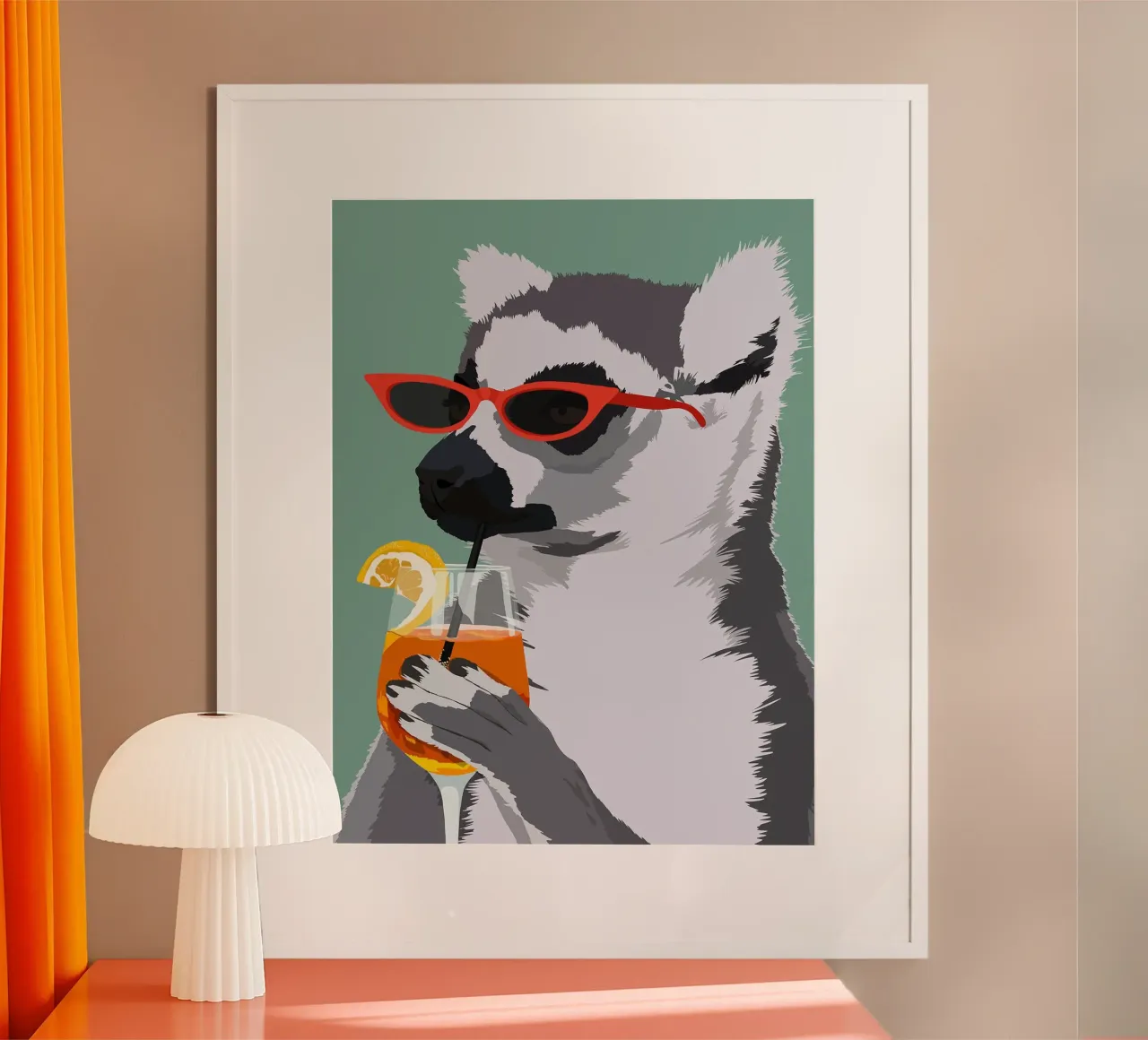 Lemure giudaico con Aperol poster con telaio in plastica da David Jackson
