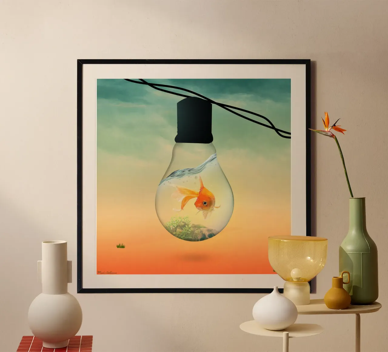 luci pesce B di Mark Ashkenazi poster con telaio in plastica da David Jackson