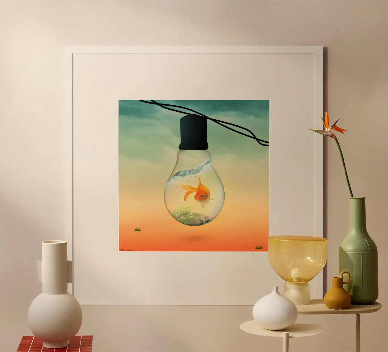luci pesce B di Mark Ashkenazi poster con telaio in plastica da David Jackson
