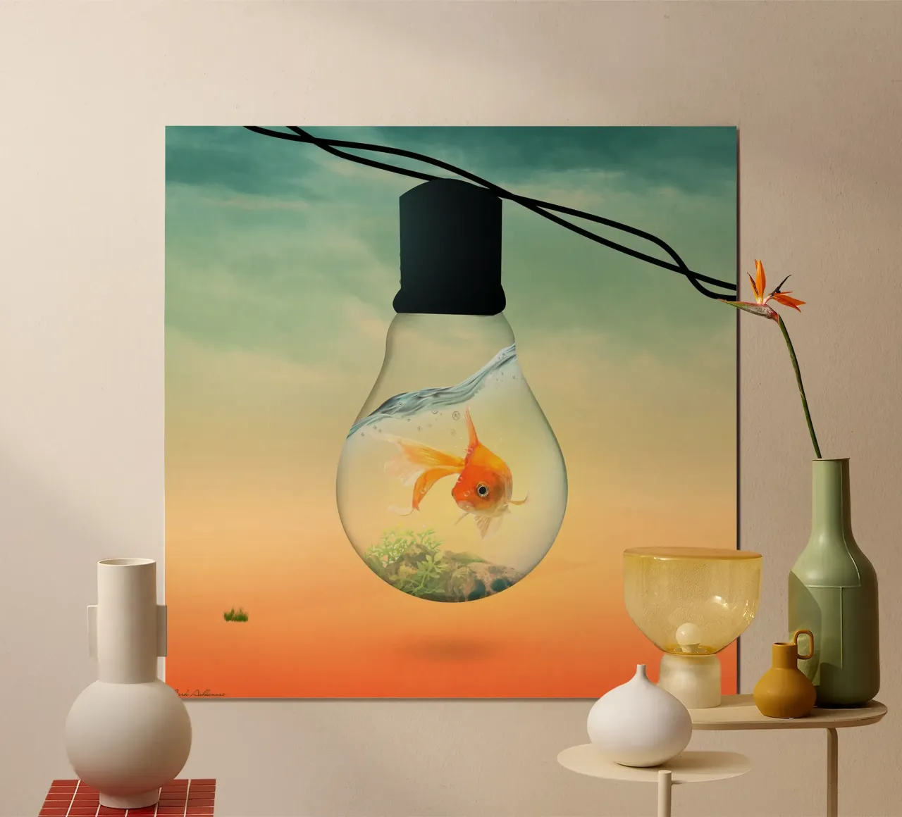 luci pesce B di Mark Ashkenazi poster con telaio in plastica da David Jackson