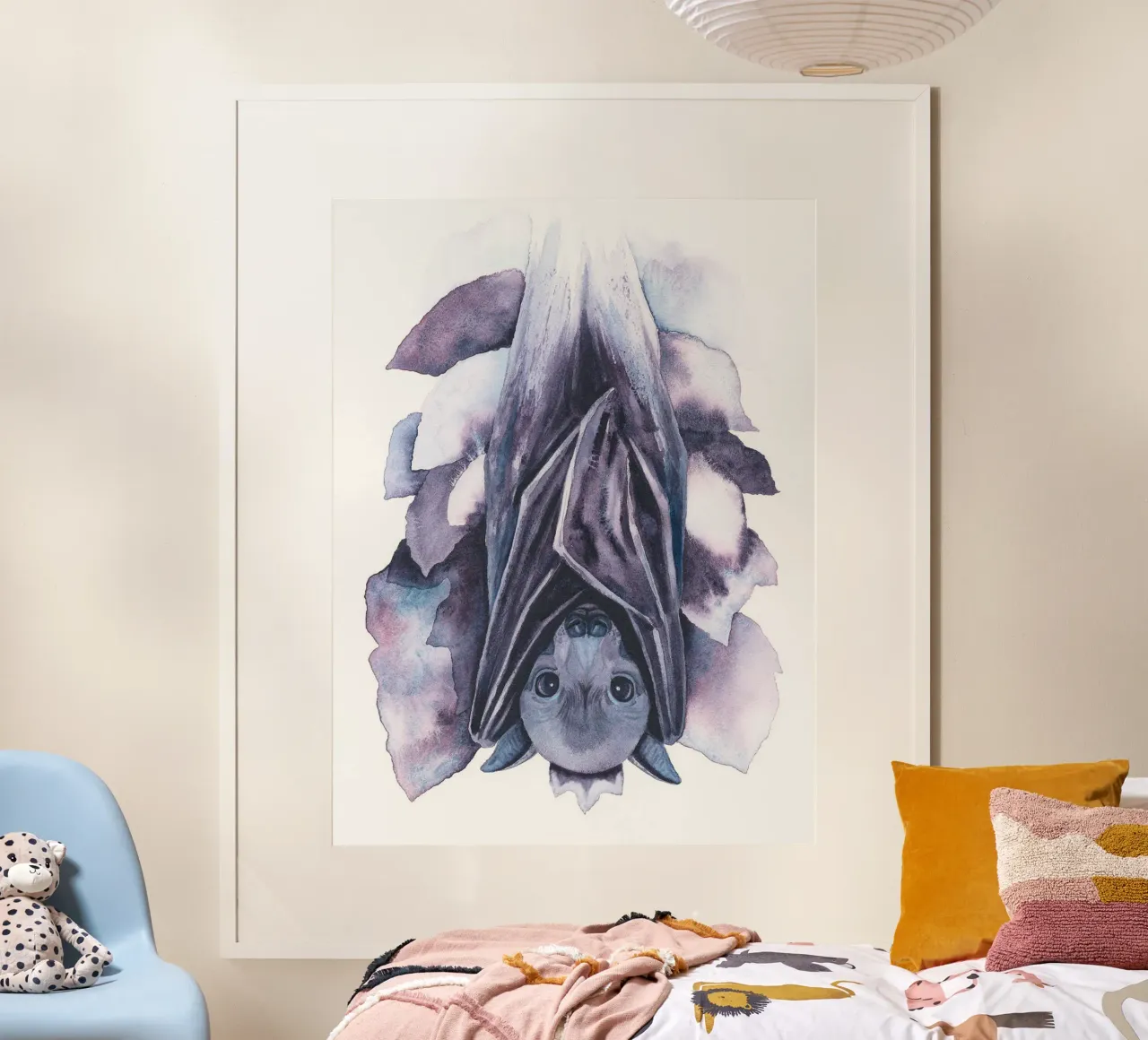 Pipistrello volpe poster con telaio in legno da David Jackson
