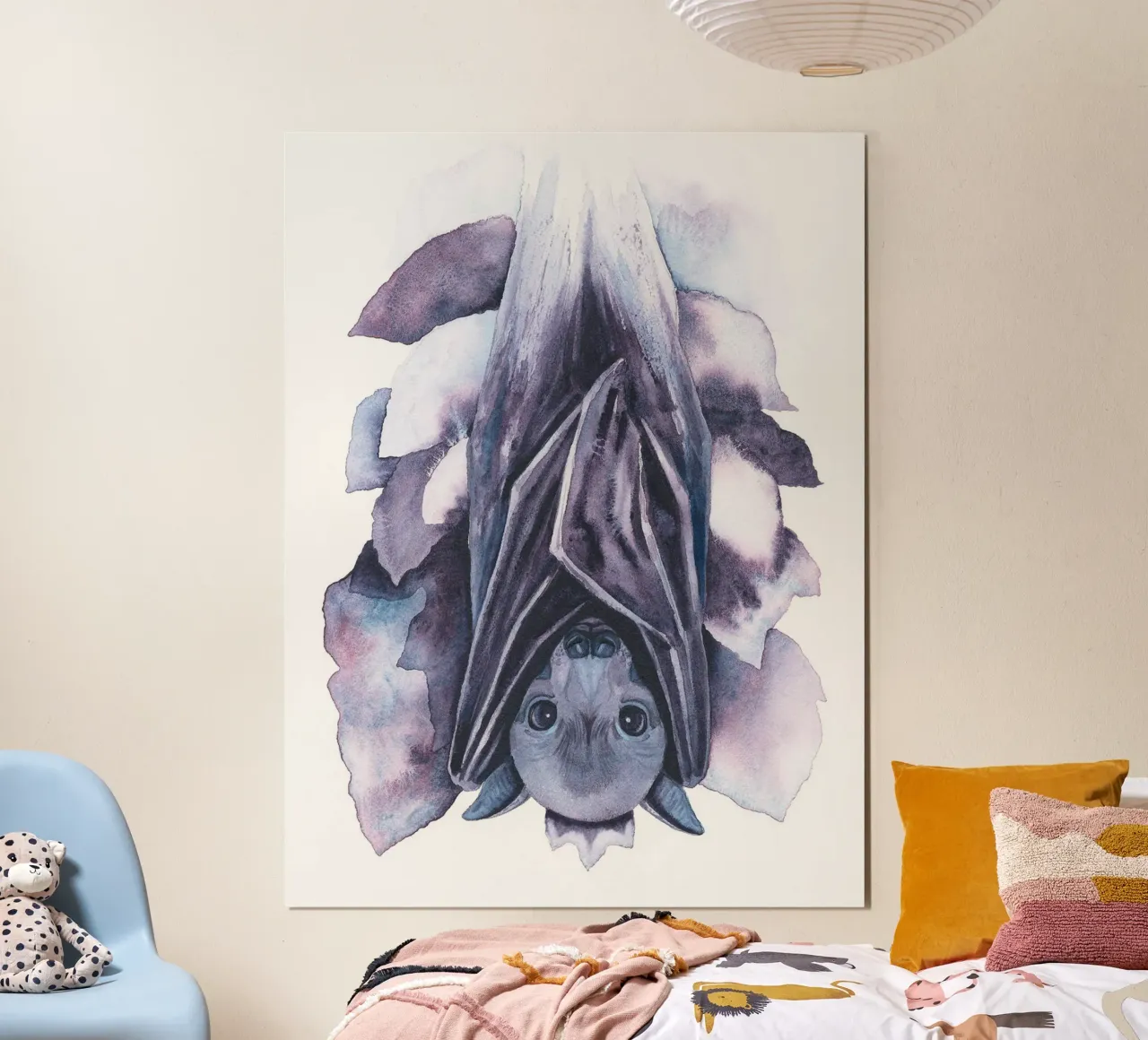 Pipistrello volpe poster con telaio in legno da David Jackson
