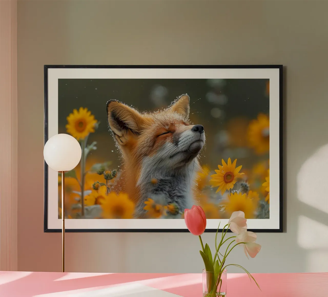 Meditierender Fuchs am Morgen Poster von David Jackson