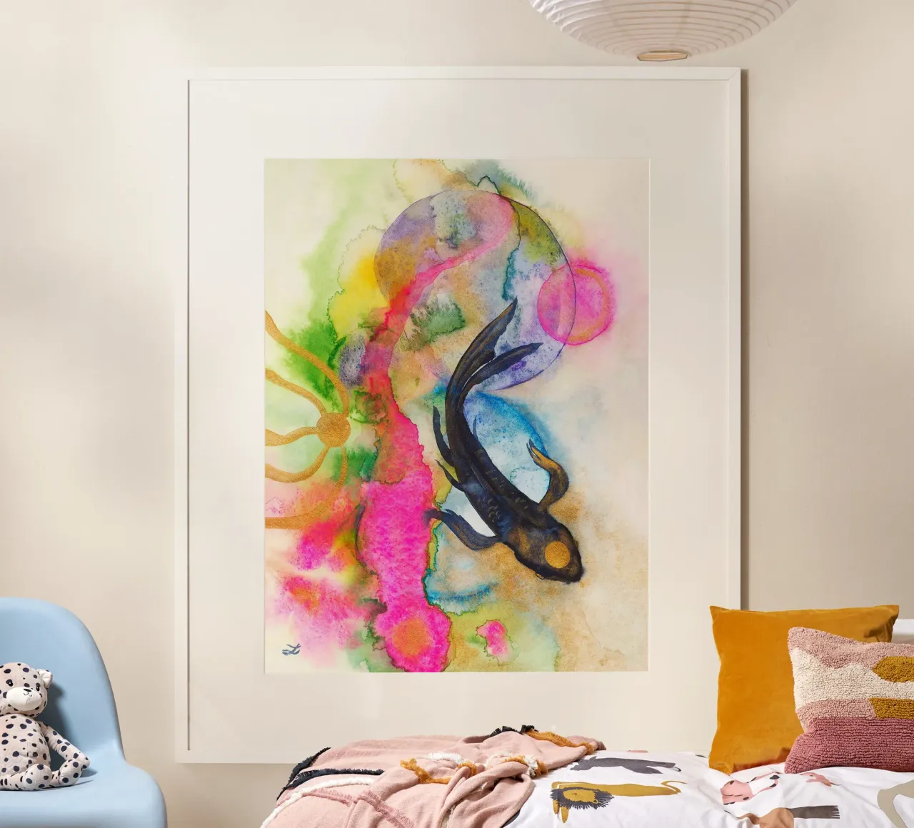 Meditazione con le Koi poster da David Jackson