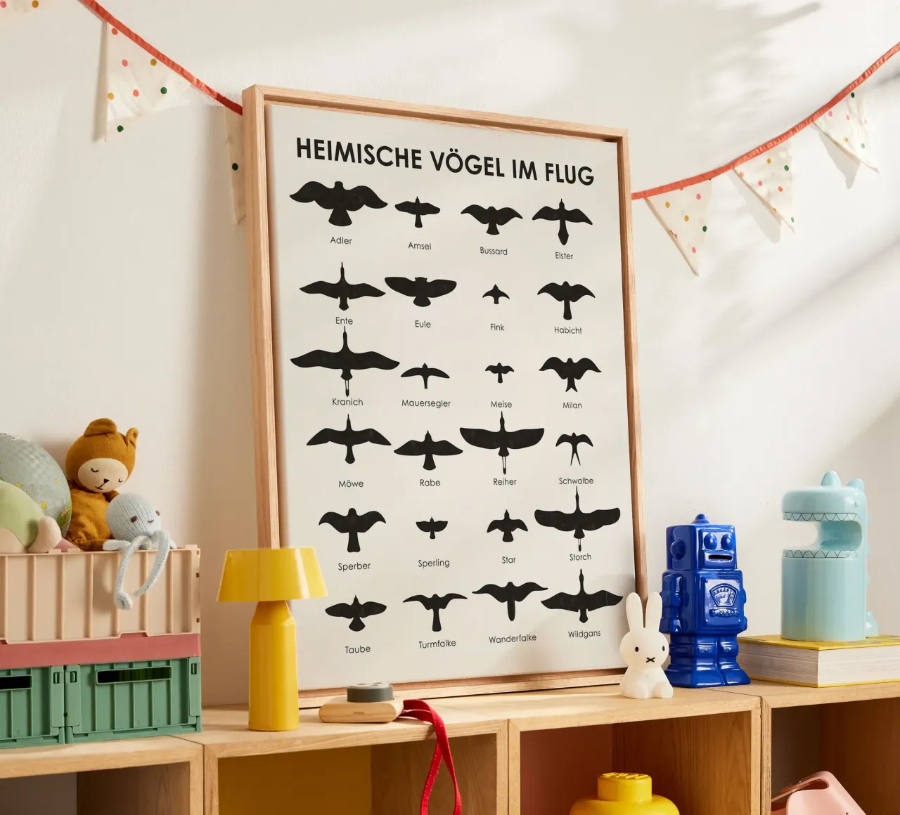 Inheemse vogels in vlucht (Duits) canvas met Baklijst van David Jackson