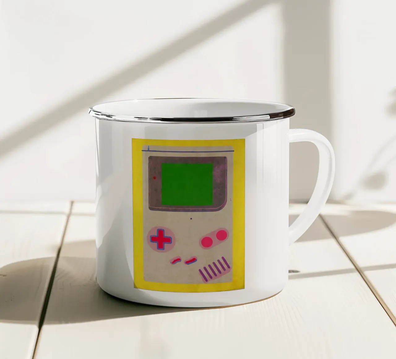 Poster retro Gameboy - Stampa pop art per i videogiocatori:interno tazza in smalto da KUNSTstück