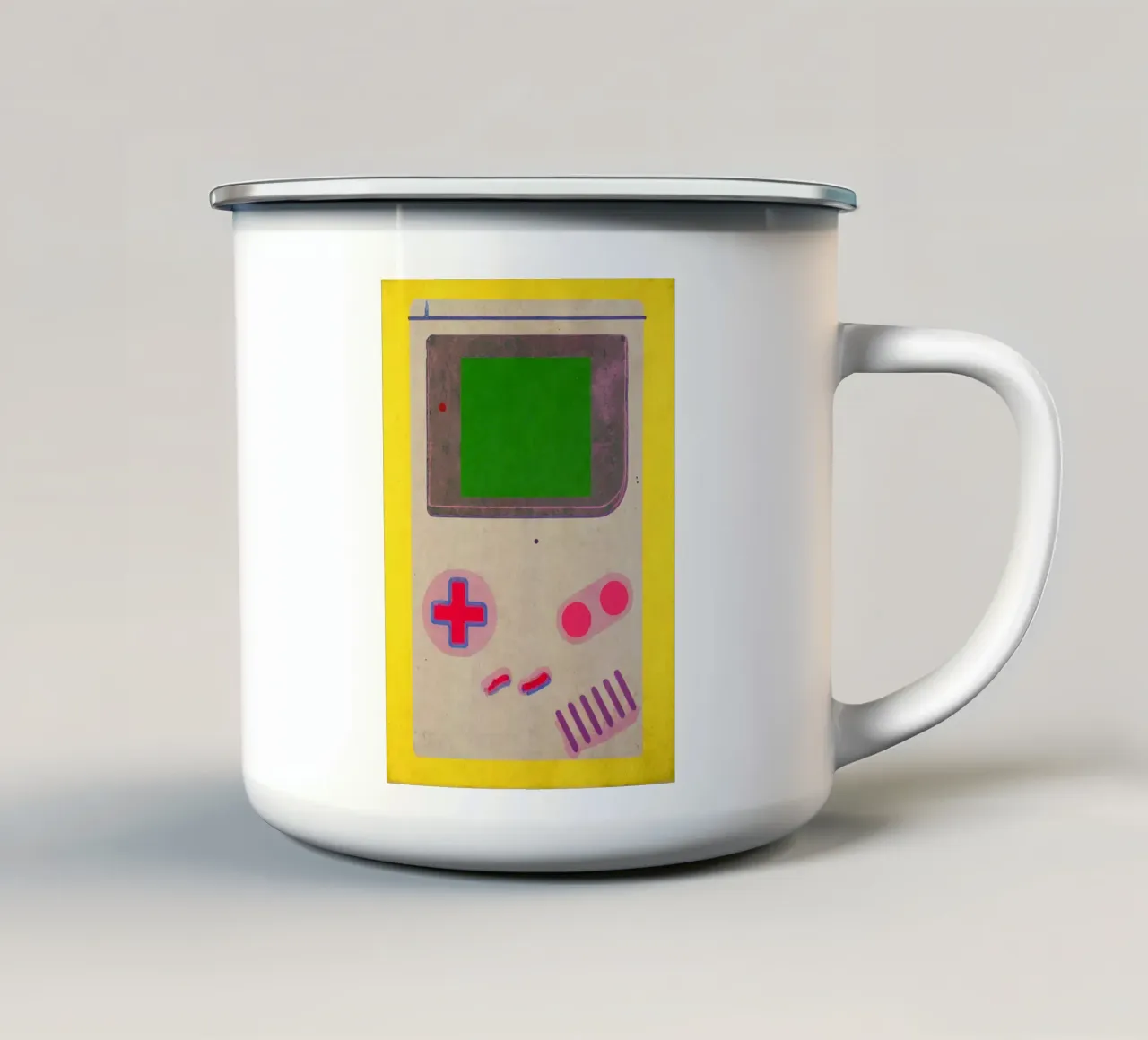 Poster retro Gameboy - Stampa pop art per i videogiocatori:interno tazza in smalto da KUNSTstück