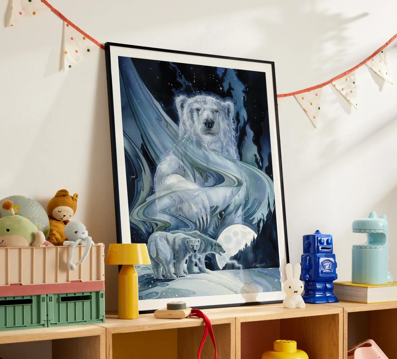 Orsi polari di Jody Bergsma poster con telaio in legno da David Jackson