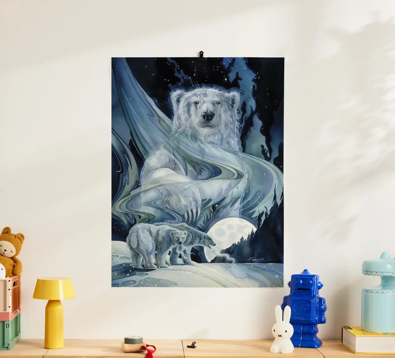 Orsi polari di Jody Bergsma poster con telaio in legno da David Jackson